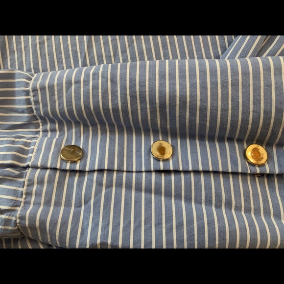 SOLD：blue and white striped Zara top, XS - Picture 5 of 6